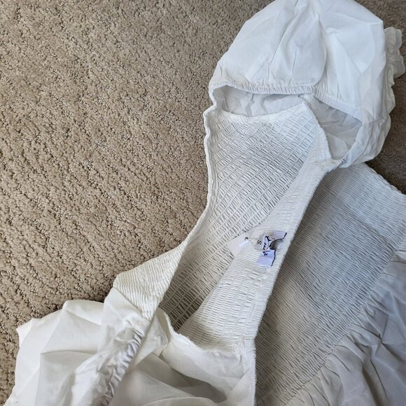 Women's Boho Off Shoulder Puff Sleeve Midi Dress – White – Size S – NWT - Picture 11 of 12